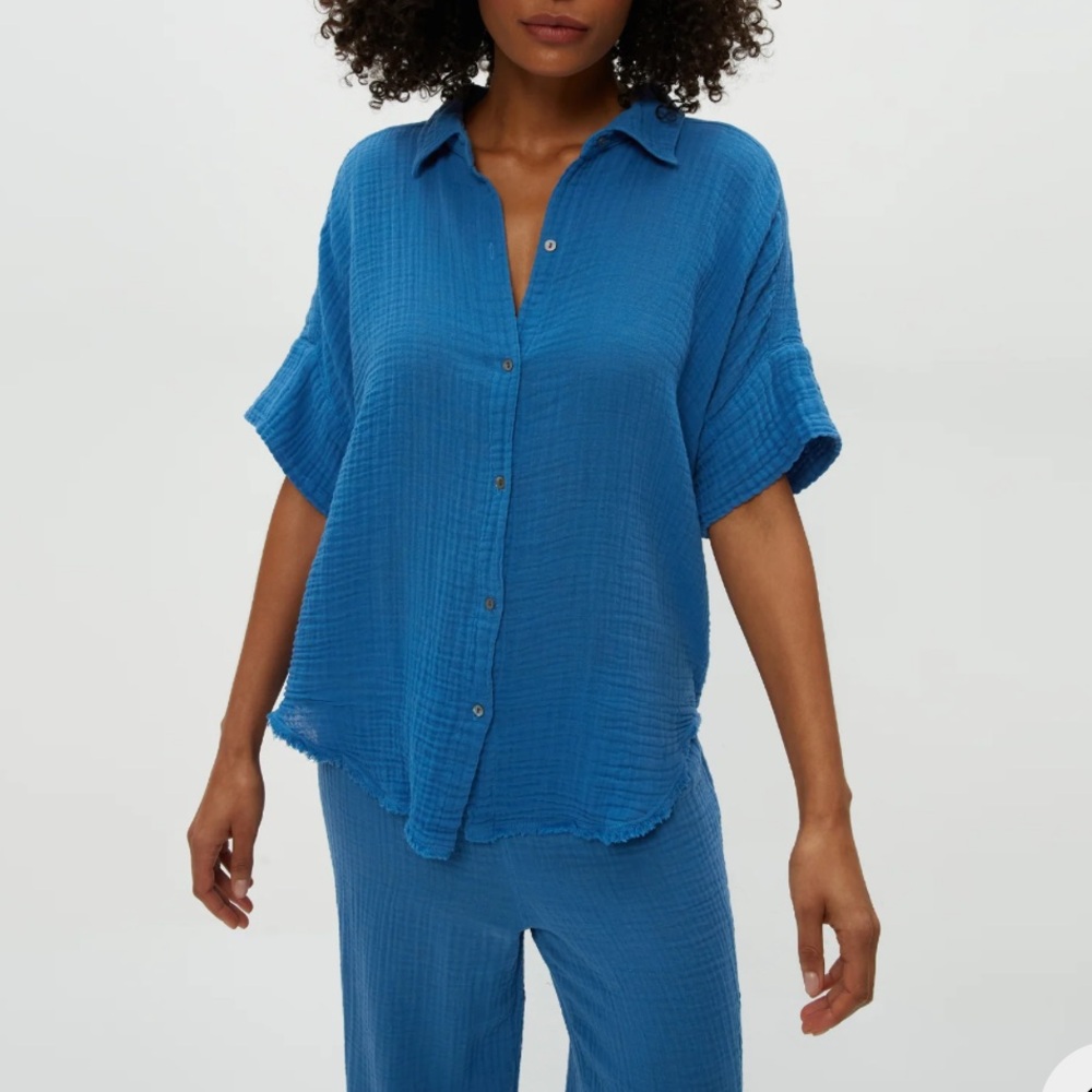 Michael Stars Bailey Gauze Button Down Shirt